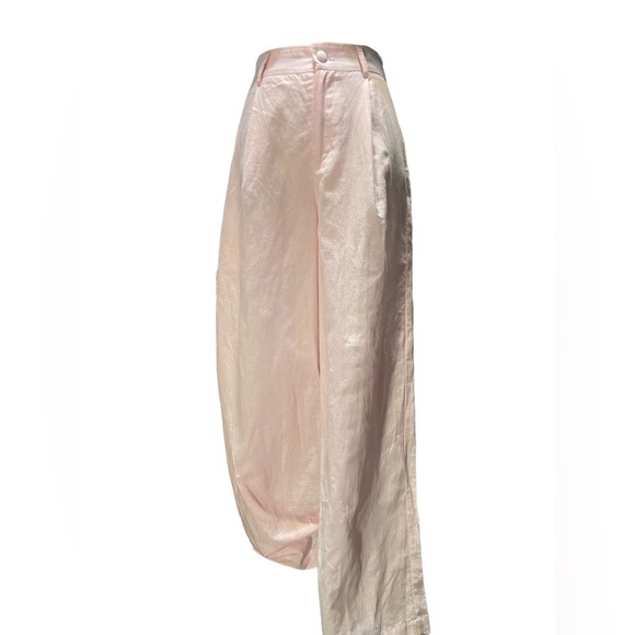 Fate Pants - Fate- Pink Wide Leg Linen Button Up Pants